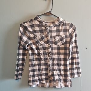Kids Black and White Checkered Button Down Shirt